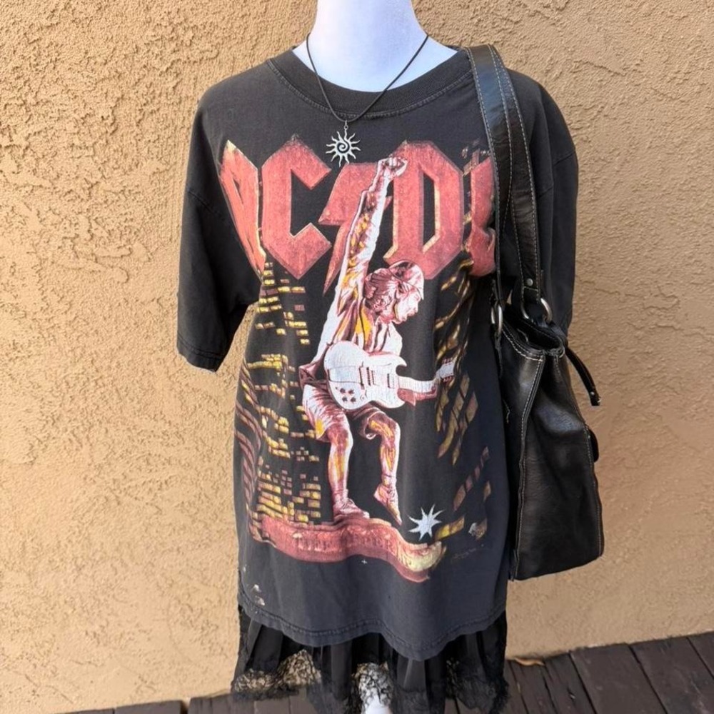 Vintage 2000 AC/DC," "Stiff Upper Lip Tour  black band tee